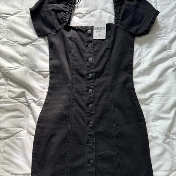 Forever 21 Black Mini Dress with Button Detail - Picture 1 of 4